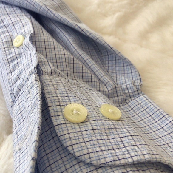 Barbour Men's Lightweight Cotton Blue Plaid Button Down Shirt XL - Picture 12 of 13